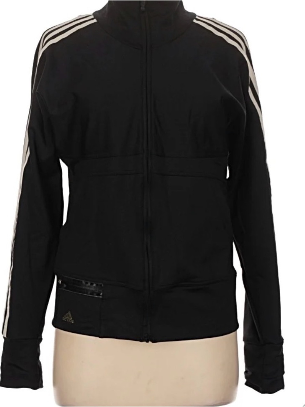 adidas Black Track Jacket with White Stripe Details